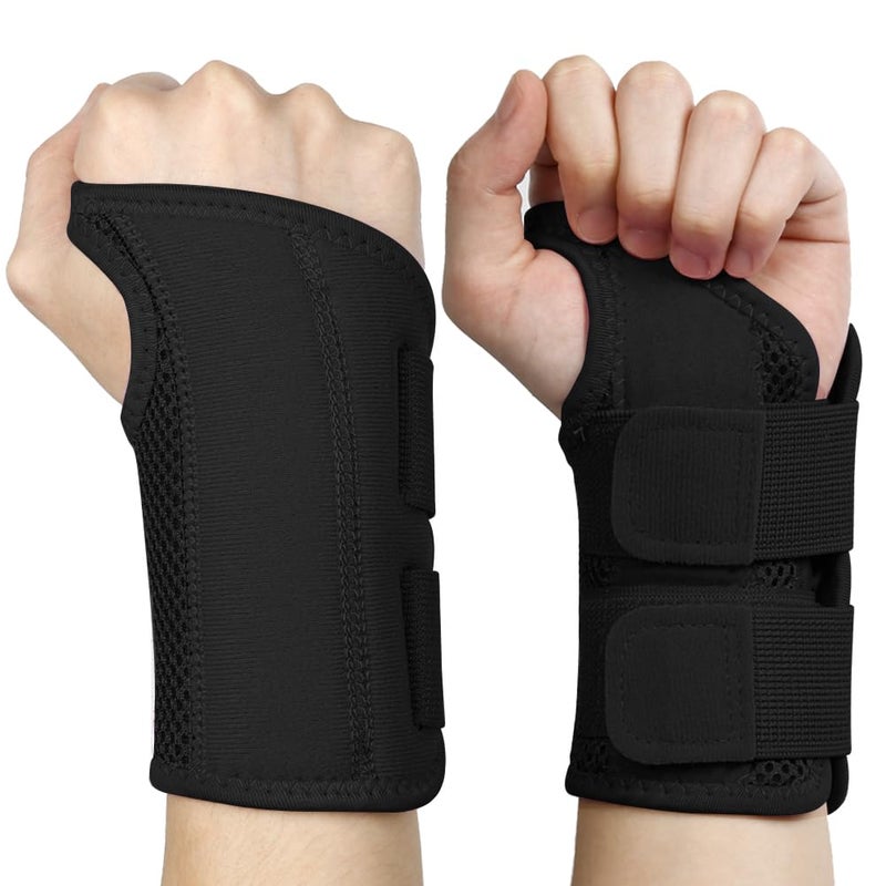 NuVigor Wrist Splints for Carpal Tunnel,Right Left Hand Support with Adjustable Straps for Men Women,Breathable Day Night Wrist Brace for Carpal Tunnel,Pain Relief(Black,S/M Right Hand)